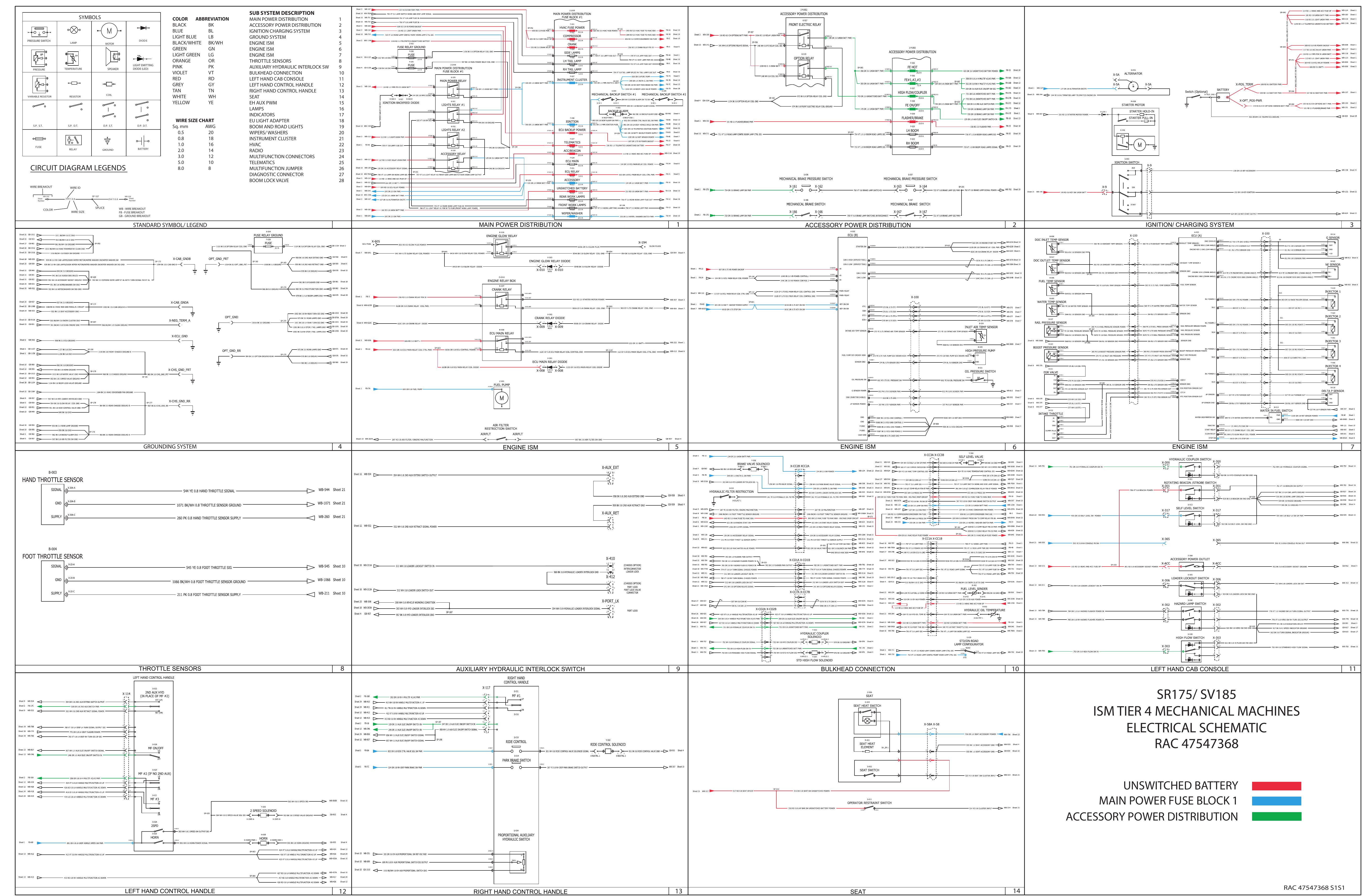 SR175 SV185 ISM TIER 4 MECHANICAL ELECTRICAL SCHEMATIC